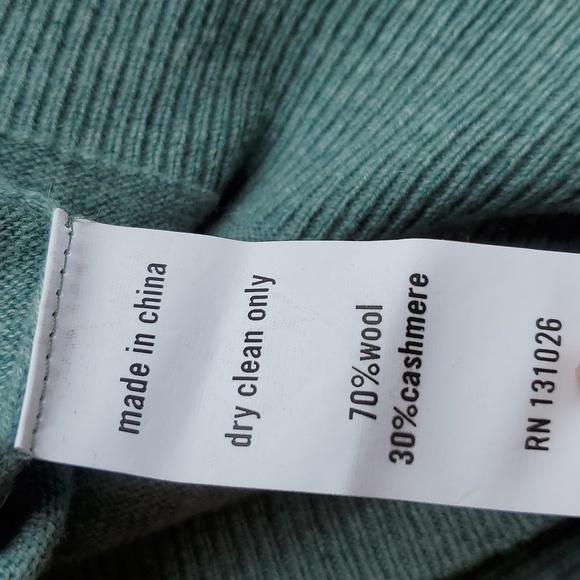 O.N.S. Seafoam Green Wool Cashmere V-Neck Sweater M - Picture 6 of 6